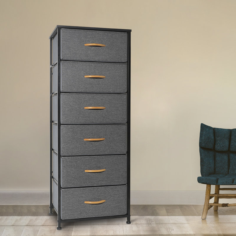 Latitude Run Vertical Dresser Storage Tower Sturdy Steel Frame, Wood